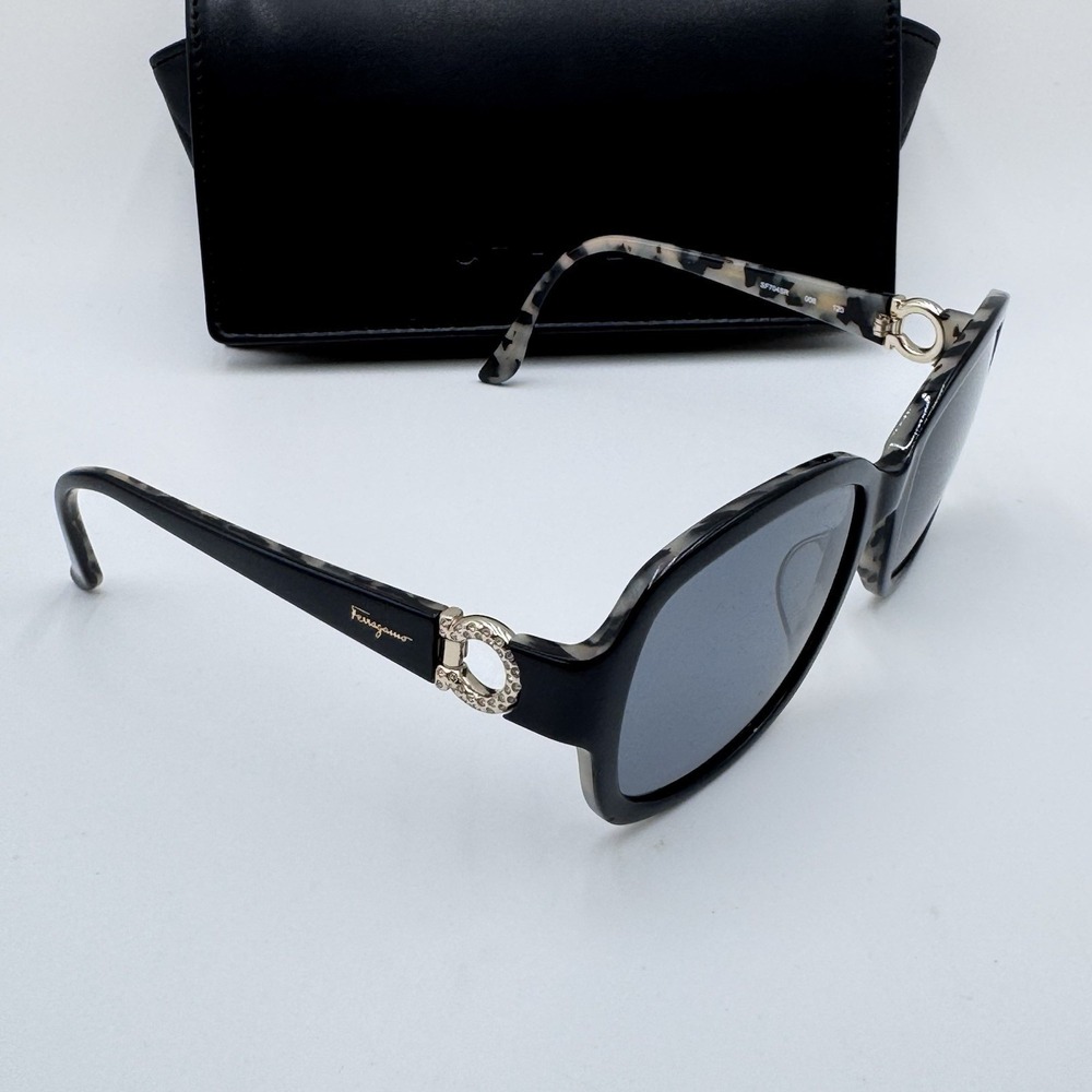 Rare Salvatore Ferragamo Sunglasses Italy‎ SF704SR 006 Black Havana Gancini 56mm